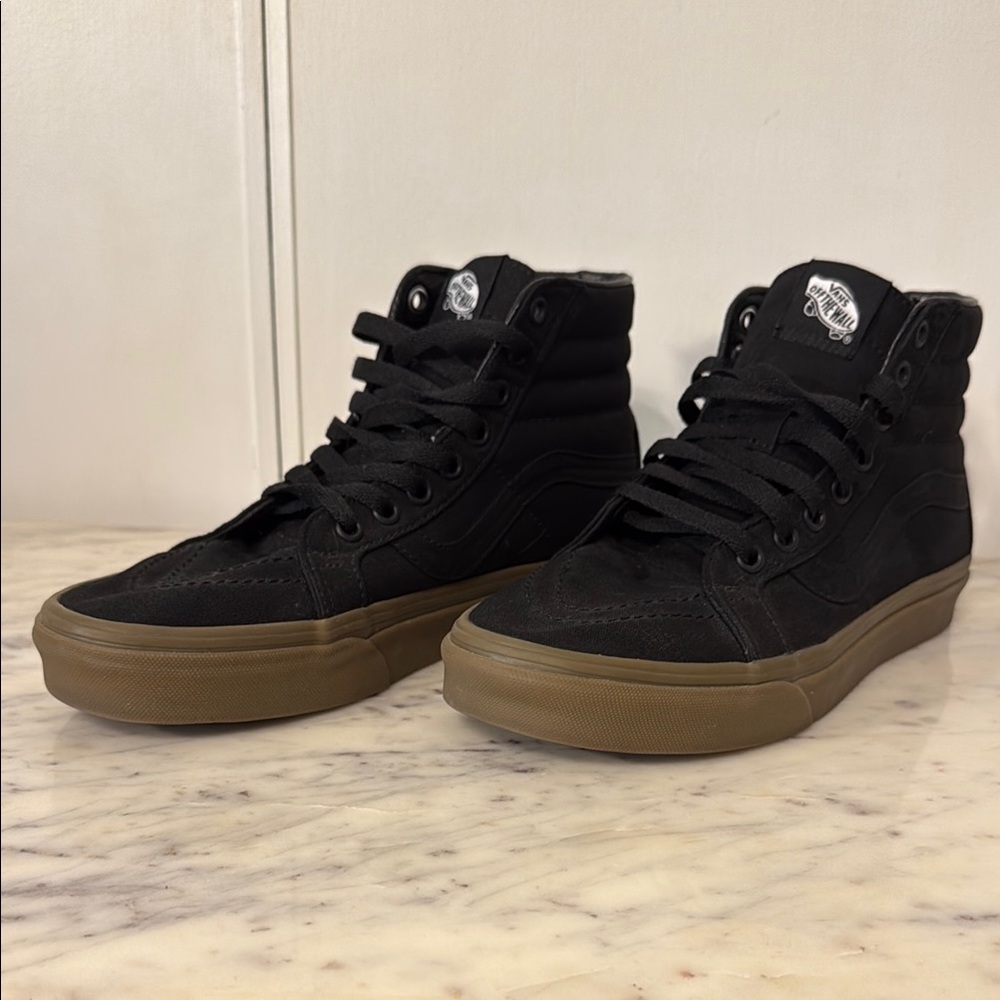 Vans Black High-Top Sneakers with Brown Soles